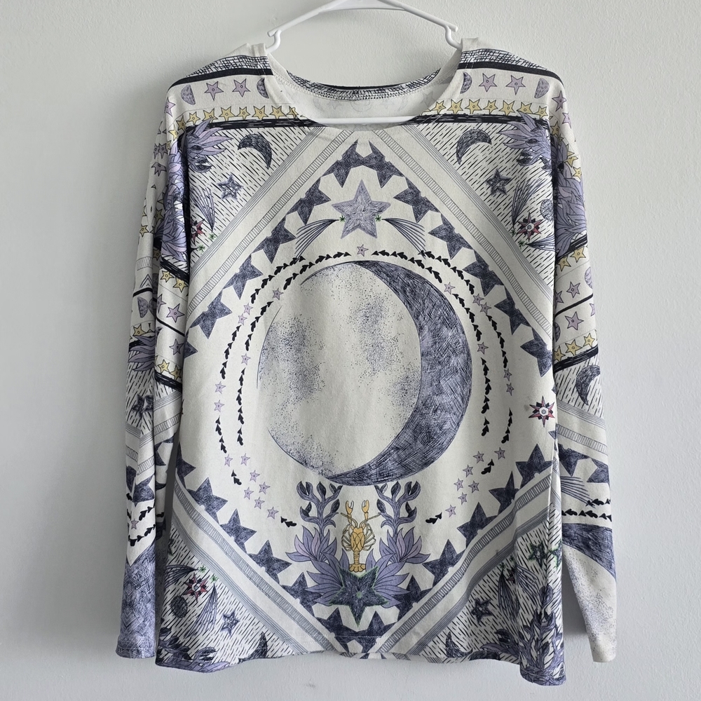 Moon Phase Patterned Women's Top